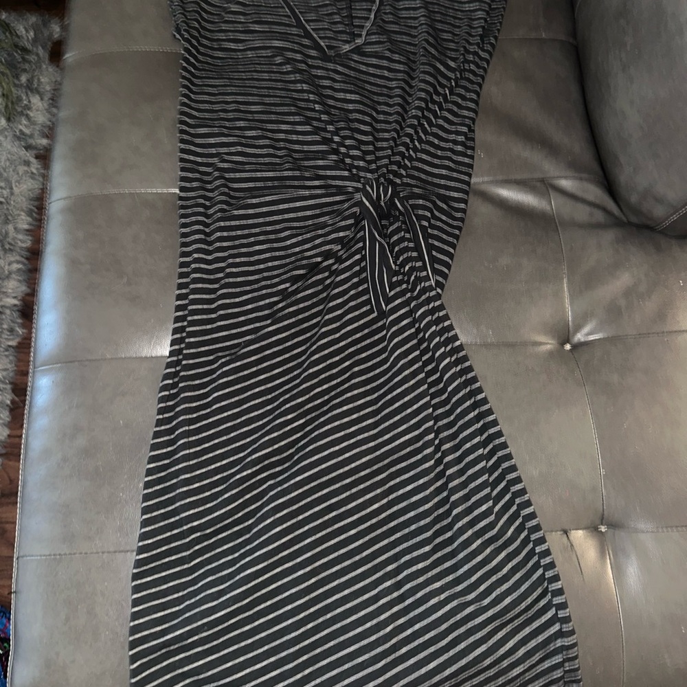 Lucky Brand Black and White Ruched Maxi Dress